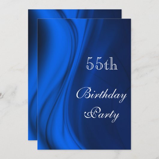 55番目の青いソフトスワール誕生日 招待状 (正面/裏面)