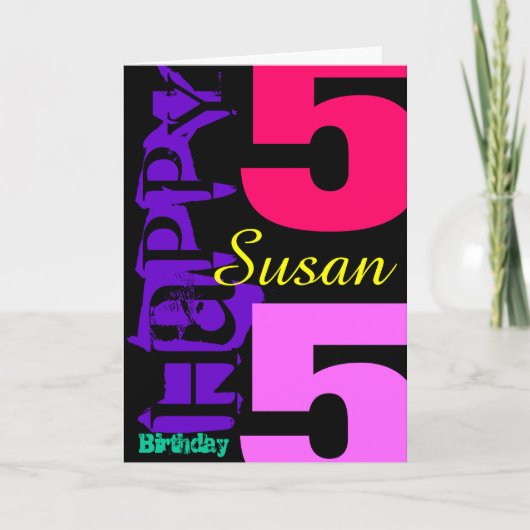 55番目パーソナライズされたの誕生日ポップ・アートのグリーティングカード カード (正面)