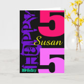 55番目パーソナライズされたの誕生日ポップ・アートのグリーティングカード カード (黄色い花)