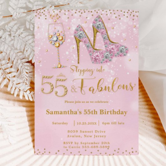 55素晴らしいハイヒールバブリー55誕生日 招待状