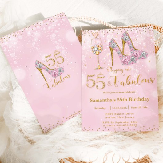 55素晴らしいハイヒールバブリー55誕生日 招待状