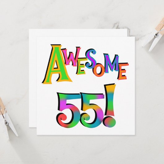 55素晴らし誕生日Tシャツとギフト カード (正面/裏面インサイチュ)