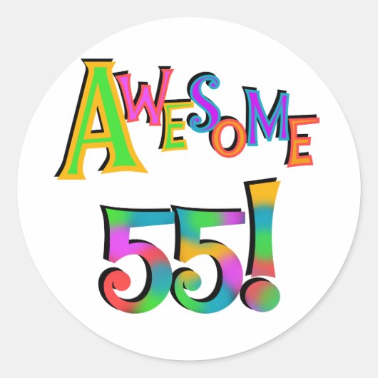 55素晴らし誕生日Tシャツとギフト ラウンドシール (正面)