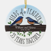 55結婚周年記念、羽のブルーバード セラミックオーナメント (正面)
