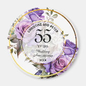 55結婚年の金ゴールド・フレームバラ マグネット (正面)