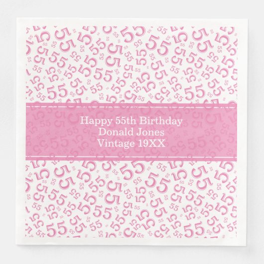 55誕生日の年齢番号パターンピンク/白 (正面)