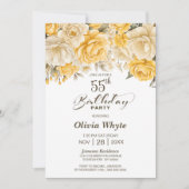 55誕生日イエローローズフローラパーティー 招待状 (正面)