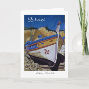 55誕生日カードアルガルヴェ魚釣りボート カード