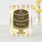 55誕生日カードケーキ（ピンク） カード (黄色い花)