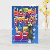 55誕生日カード可愛いマウス カード (黄色い花)