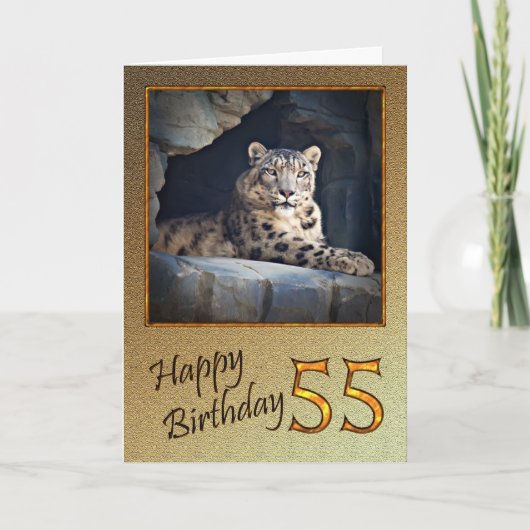 55誕生日カード（ユキヒョウ付） カード (正面)