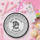 55誕生日クール番号パターン黒/白 ペーパープレート (パーティー)