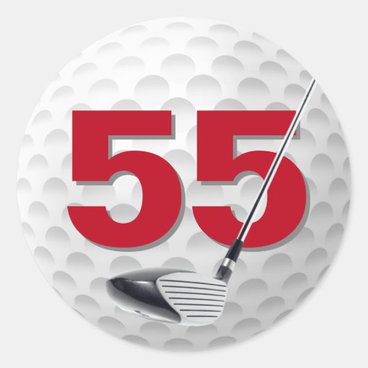 55誕生日ゴルフボールデザイン ラウンドシール (正面)