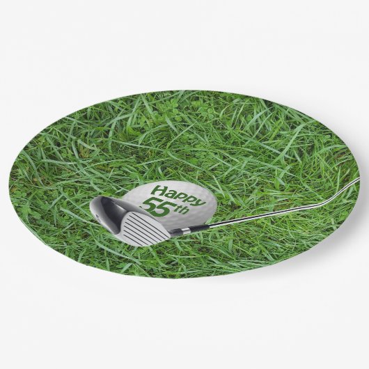 55誕生日ゴルフボール及びクラブ紙プレート ペーパープレート (アングル)
