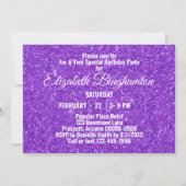 55誕生日パープルガーリーグリッターパーティーで素晴らしい 招待状 (裏面)