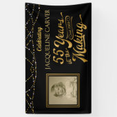 55誕生日ブラックと金ゴールド写真 横断幕 (縦)