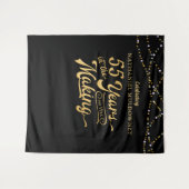 55誕生日ブラック金ゴールドフォトオプバック タペストリー (正面(横))