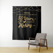 55誕生日ブラック金ゴールドフォトオプバック タペストリー (インサイチュ)