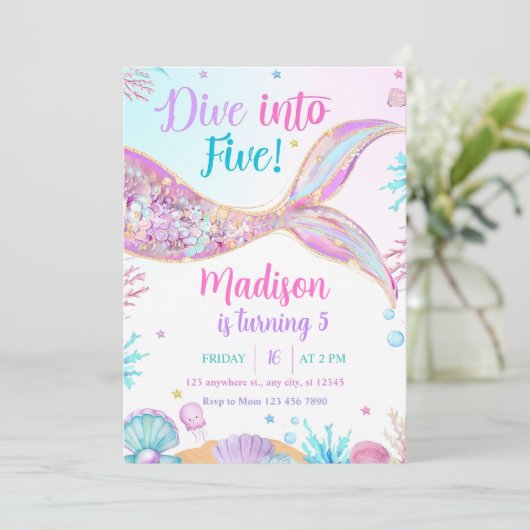 55誕生日マーメイド招待状に飛び込む 招待状 (スタンド正面)