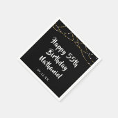 55誕生日モダンString Lights Black スタンダードカクテルナプキン (角)