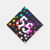55誕生日レインボンドットオンブラック スタンダードランチョンナプキン (角)