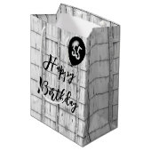 55誕生日対称素朴木目パターン ミディアムペーパーバッグ (正面アングル)