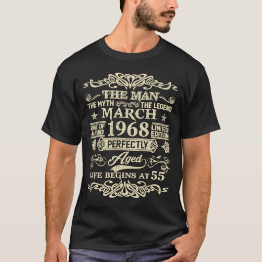 55誕生日男の神話の伝説1968年3月 Tシャツ (正面)