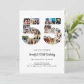 55誕生日番号55カスタムフォトコラージュ 招待状 (スタンド正面)