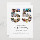 55誕生日番号55カスタムフォトコラージュ 招待状 (正面/裏面)