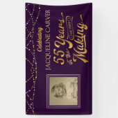 55誕生日紫と金ゴールド写真 横断幕 (縦)