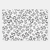 55誕生日黒/白の乱数パターン55 ラッピングペーパーシート (正面2)
