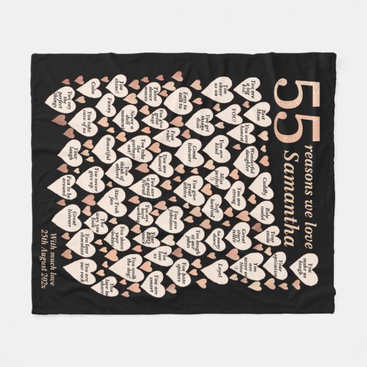 55誕生日55私たちはあなたを愛する理由 フリースブランケット (正面(横))