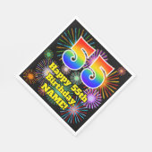 55誕生日:おもしろい花火パターン+虹55 スタンダードランチョンナプキン (角)