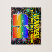 55誕生日:おもしろい、お祝カラフルい花火 ジグソーパズル (縦)