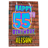 55誕生日:おもしろい、アーバングラフィティインスパイアルック ミディアムペーパーバッグ (正面)