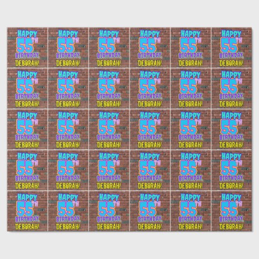 55誕生日:おもしろい、アーバングラフィティインスパイアルック ラッピングペーパー (シーム)