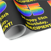 55誕生日:おもしろい、カラフルレインボーインスパイア# 55 ラッピングペーパー (ロールコーナー)