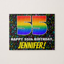 55誕生日:おもしろい、カラフル音楽シンボル、「55」