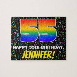 55誕生日:おもしろい、カラフル音楽シンボル、「55」 ジグソーパズル