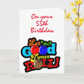 「55誕生日」で楽しい時を過転がごす カード (黄色い花)