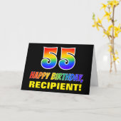 55誕生日:はっきりした,おもしろい,シンプル虹, 55 カード (黄色い花)
