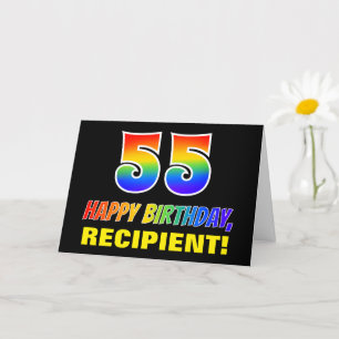 55誕生日:はっきりした,おもしろい,シンプル虹, 55 カード