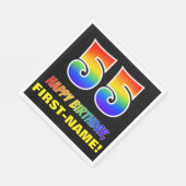 55誕生日:はっきりした,おもしろい,シンプル虹, 55 スタンダードランチョンナプキン (角)