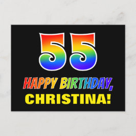 55誕生日:はっきりした,おもしろい,シンプル虹, 55 ポストカード