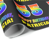 55誕生日:はっきりした,おもしろい,シンプル虹, 55 ラッピングペーパー (ロールコーナー)