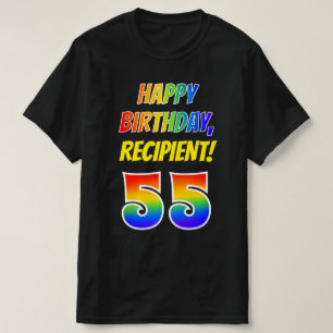 55誕生日— はっきりした,おもしろい,レインボー55,名前をカスタムする Tシャツ