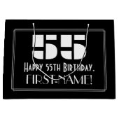 55誕生日~アールデコの検索"55" +名前 ラージペーパーバッグ (正面)