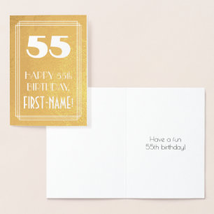 55誕生日~アールデコスタイル「55」および名前をカスタムする 箔カード