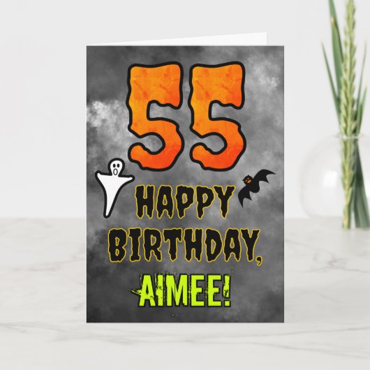 55誕生日:エリーハロウィーンテーマ+名前をカスタムする カード (正面)