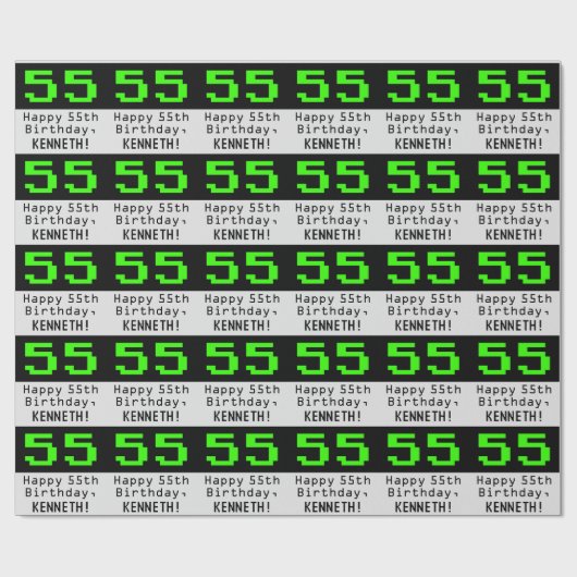 55誕生日 – ネディ/オタク系のスタイル「55」と名前 ラッピングペーパー (フラット)